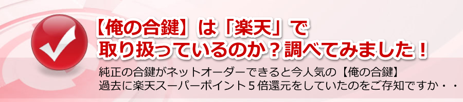 【俺の合鍵】は「楽天」で取り扱っているのか？調べてみた！